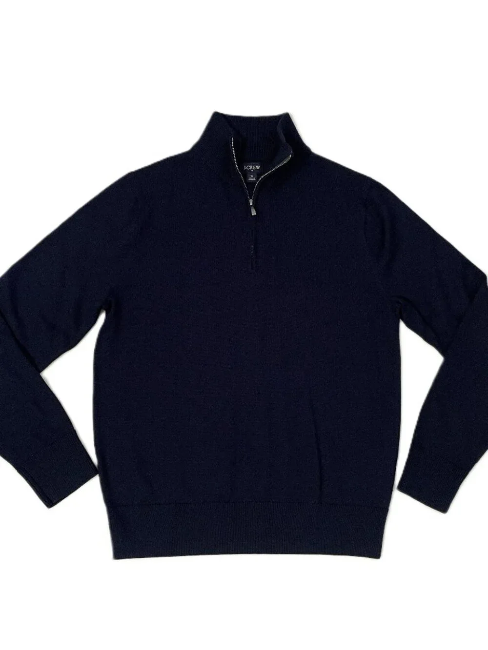 J.Crew Quarter Zip Sweater Men Small Merino Wool Blend Navy CA562 Lightweight